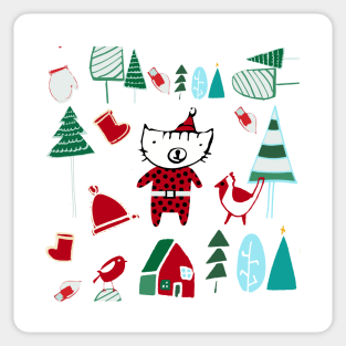 Santa Claus Kitten Sticker